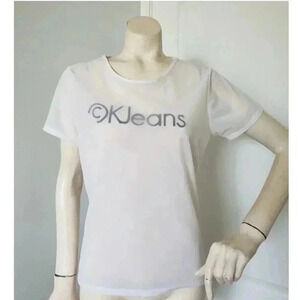 Vintage Calvin Klein White Sheer Tshirt LARGE Rare